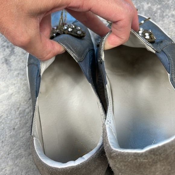 Valentina Rangoni Samurai Fashion Loafer Sneakers Metallic Silver Moth Beetle 9 - Picture 14 of 16